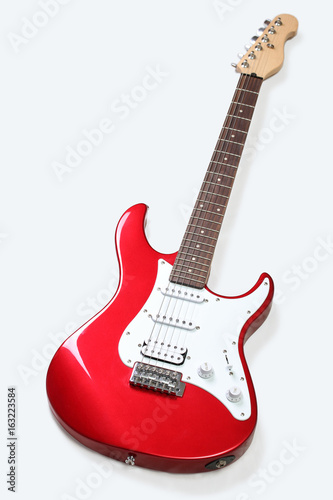 Red Electric Guitar isolated on white background