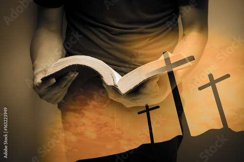 Photography A man reading the Holy Bible.