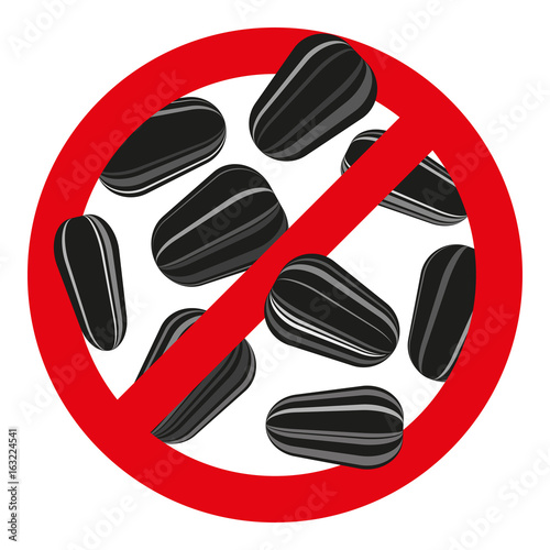 No sunflower seeds. Prohibitory icon. Vector.