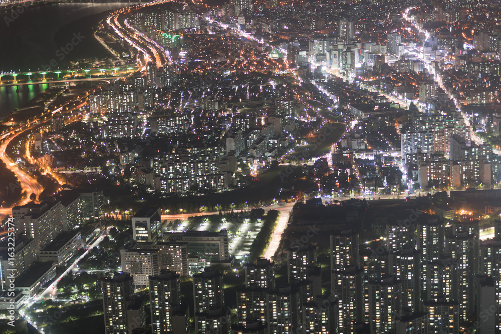 Night view of Seoul city, Korea at night from hight building Night view of Seoul city, Korea at night from hight building