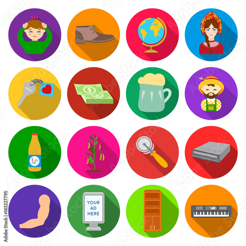 commerce, ecology, medicine and other web icon in flat style., leisure, tourism, business, icons in set collection.