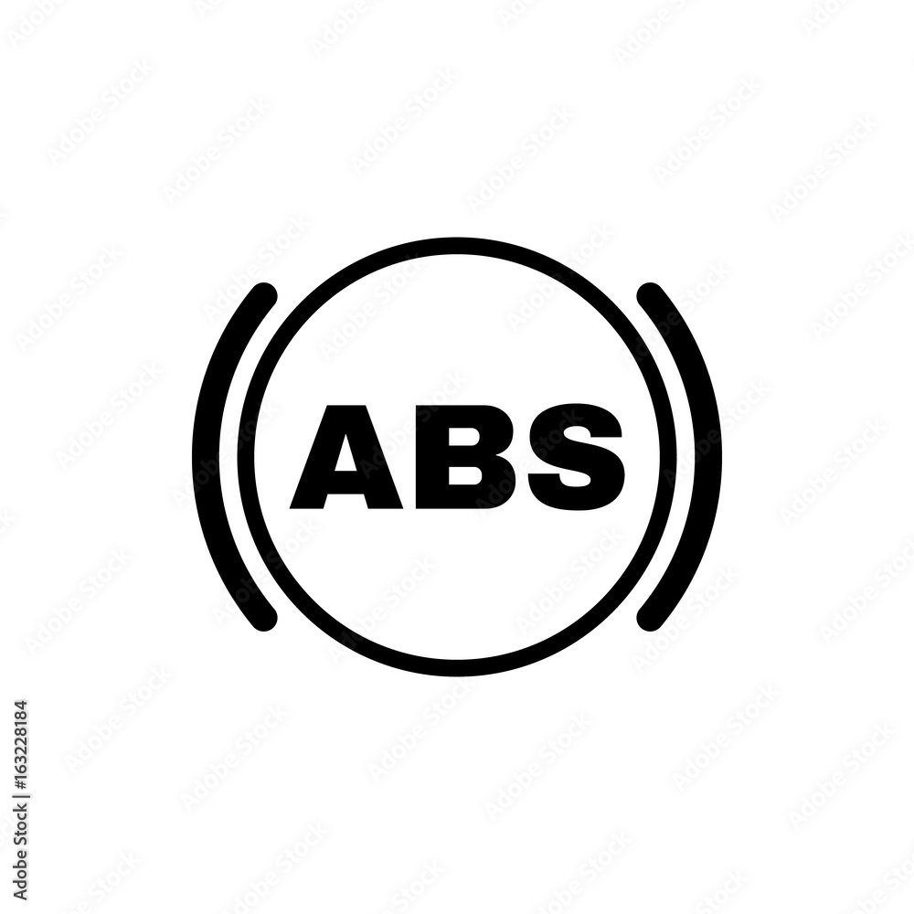 The abs icon. Brake and car symbol. Flat design. Stock - Vector illustration The abs icon. Brake and car symbol. Flat design. Stock - Vector illustration