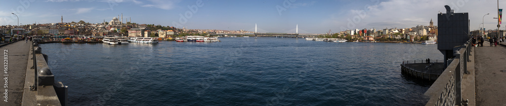 Panorama of Golden Horn Bay from Galata Bridge