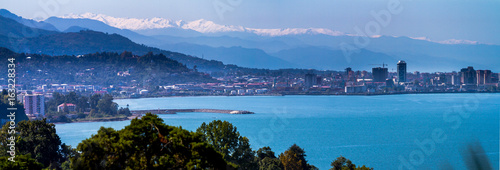 Panorama of Batumi, Georgia, from the side of the sea bay.