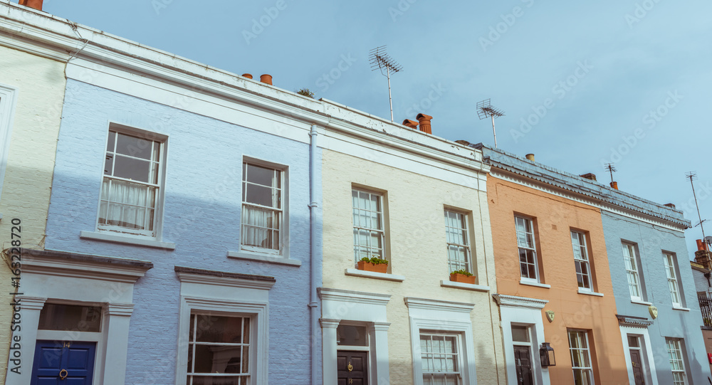 Colourful houses in Notting Hill, London