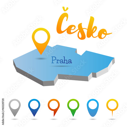 Czech Republic, Czechia, Cesko outline map, Praha, Prague, vector illustration
