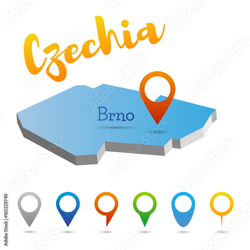 Czech Republic, Czechia, Cesko outline map, Brno, vector illustration
