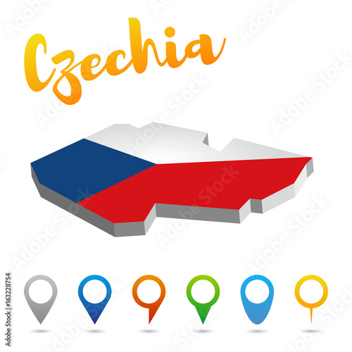 Czech Republic, Czechia, Cesko outline map, flag, vector illustration
