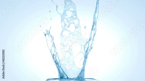 Water splash and crown in slow motion. alpha, 3d animation