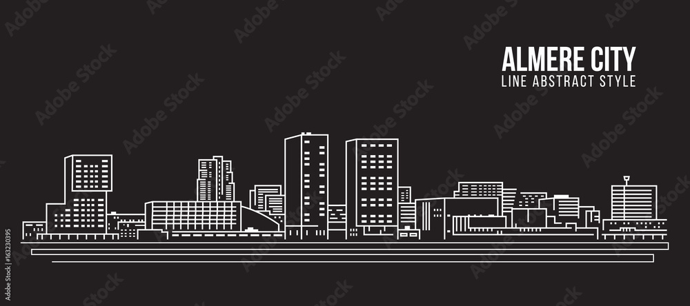 Cityscape Building Line art Vector Illustration design - Almere City