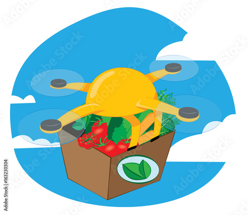 shipping drone delivering fresh food