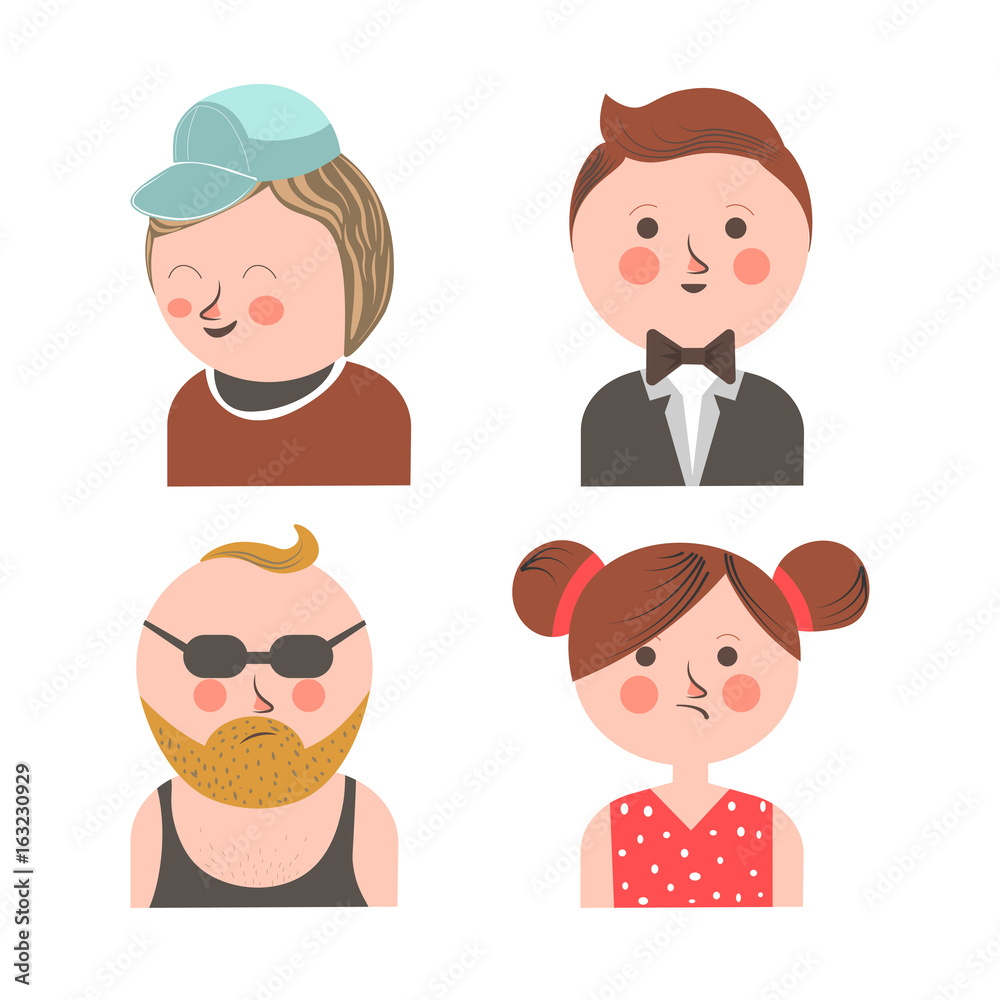 Joyful men and sad girl Joyful men and sad girl