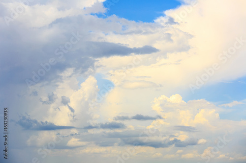cloud in blue sky for Background with beautiful sunlight