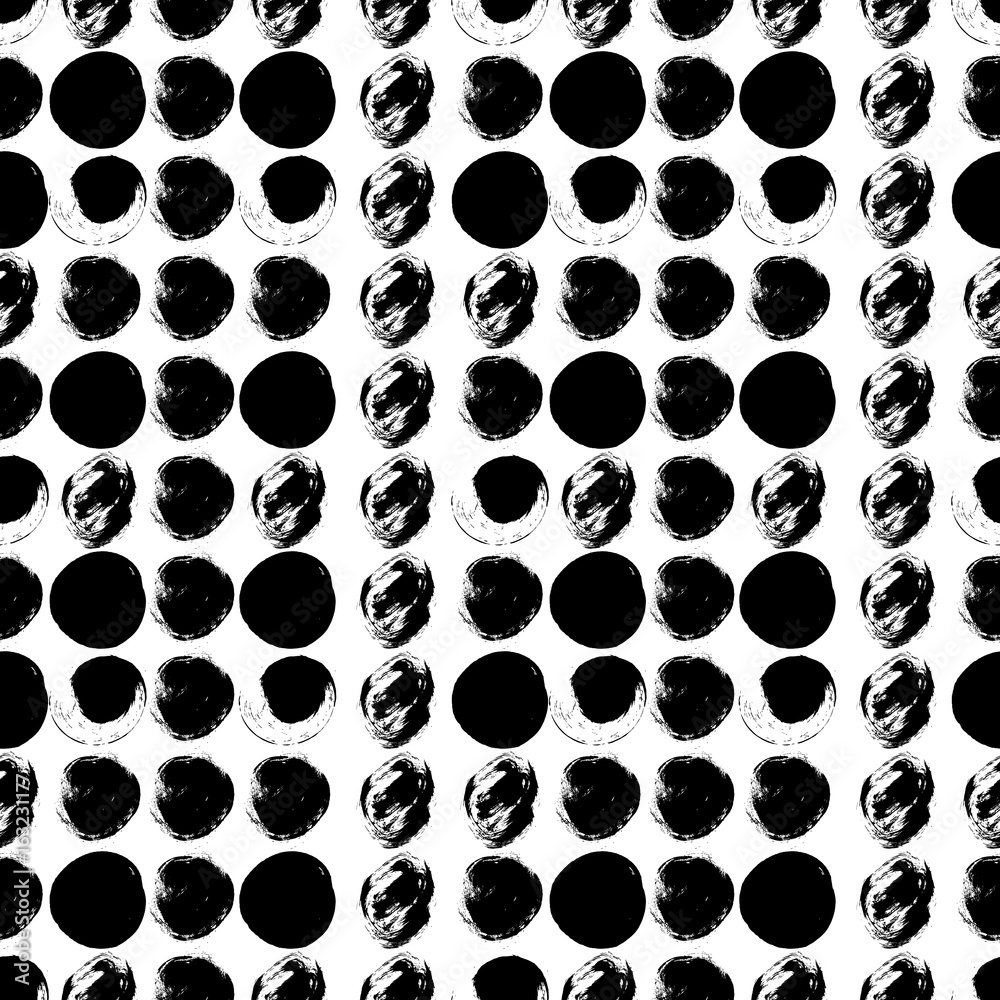 Fototapeta premium Seamless black and white hand drawn pattern