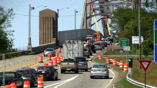 Merging traffic with bridge construction in Sagamore Cape Cod photo
