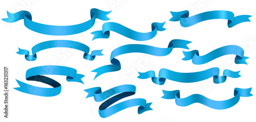 Blue ribbons sets isolated, Suitable for marketing, holiday, and other. Vector illustration