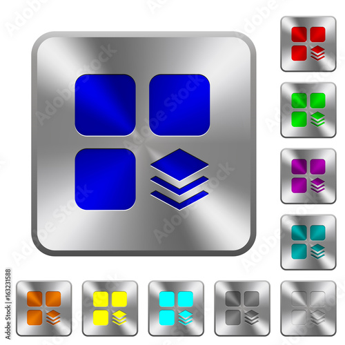 Multiple components rounded square steel buttons