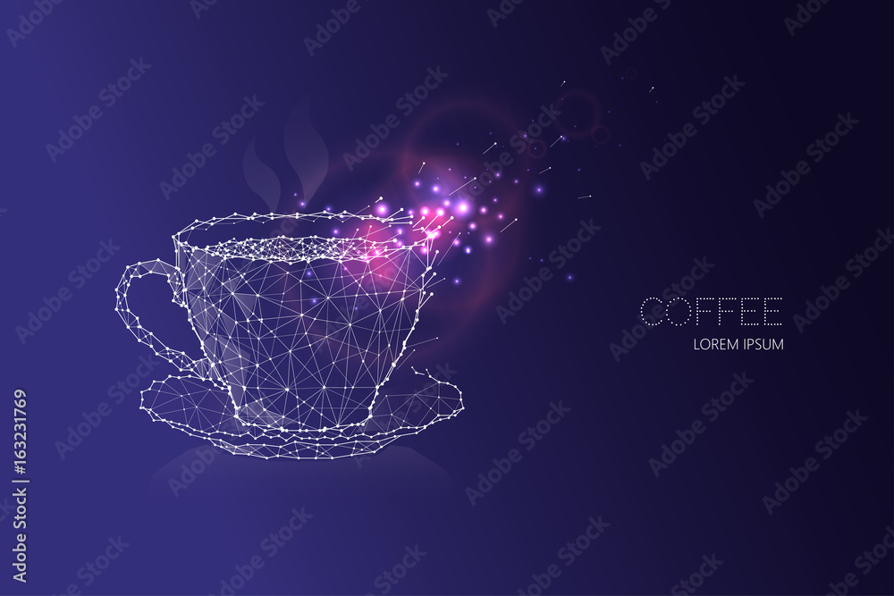 Coffee cup. starry night sky and line dot design Coffee cup. starry night sky and line dot design