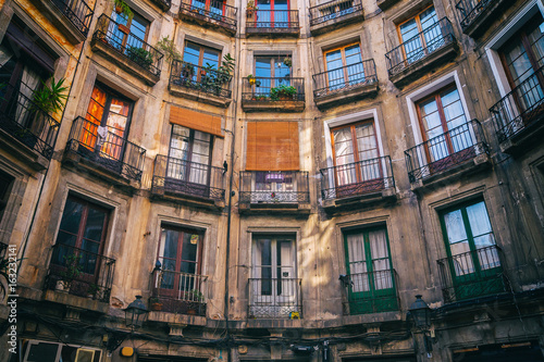 Symmetry of old apartments house in Barcelona