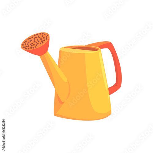 Orange watering can, agriculture tool cartoon vector Illustration