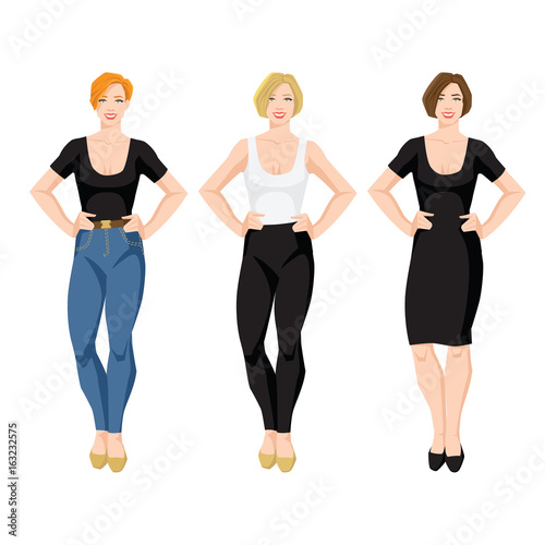 vector illustration of women in different clothes