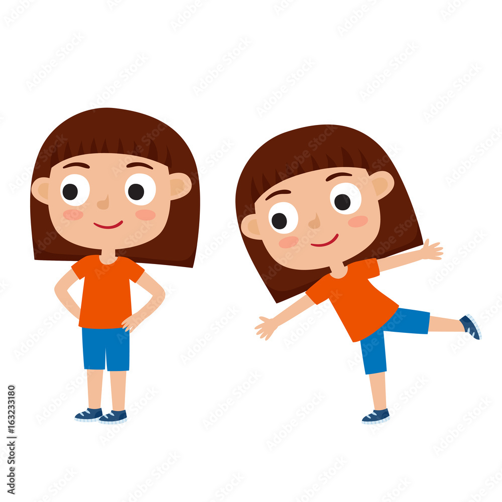 Vector illustration of girl in exercise pose isolated on white b Vector illustration of girl in exercise pose isolated on white b
