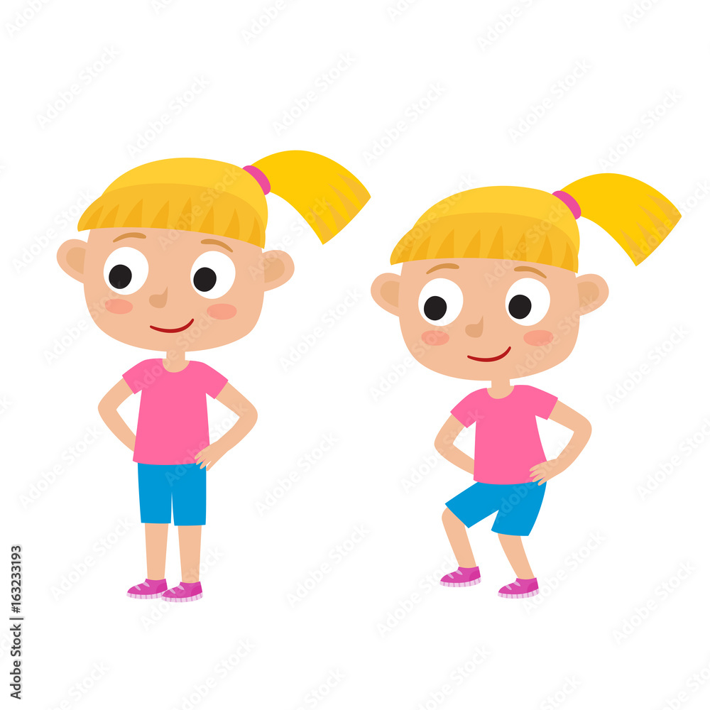 Vector illustration of blonde girl in exercise pose isolated on Vector illustration of blonde girl in exercise pose isolated on