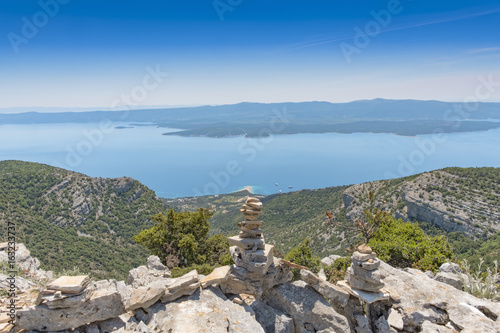 Croatia Brac vidova gora viewpoint stone stack photo