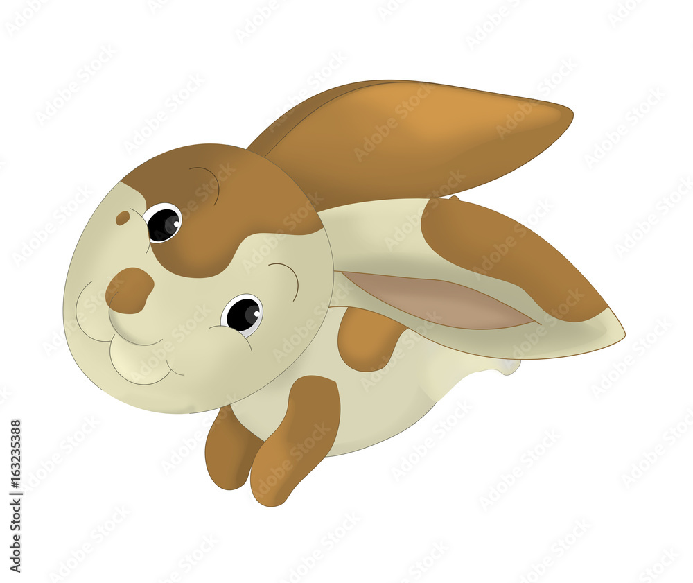 cartoon happy rabbit running and jumping - isolated illustration for  children Stock Illustration | Adobe Stock