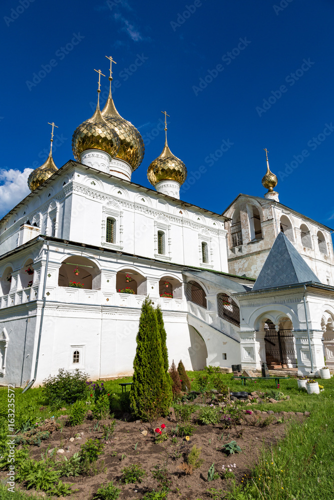UGLICH, RUSSIA - JUNE 17, 2017: Facade of the Resurrection Monastery. Object of cultural heritage. Built in 1677
