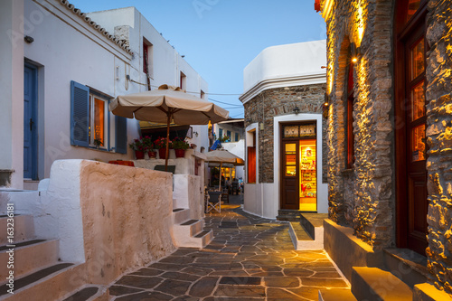 Fototapeta Naklejka Na Ścianę i Meble -  Sunset in Chora village of Kythnos island in Greece.
