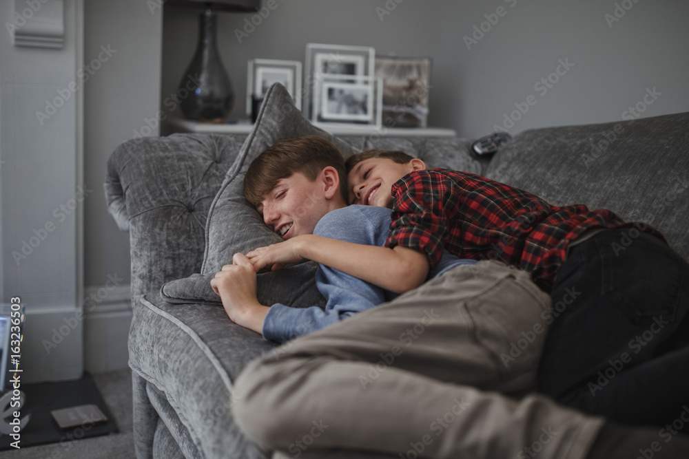 Brothers Play Fighting At Home