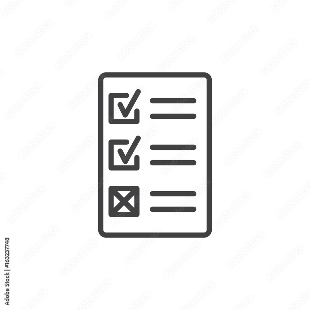 Exam line icon, outline vector sign, linear style pictogram isolated on white. Test symbol, logo illustration Exam line icon, outline vector sign, linear style pictogram isolated on white. Test symbol, logo illustration
