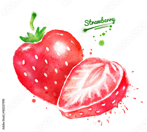 Watercolor illustrations of strawberry