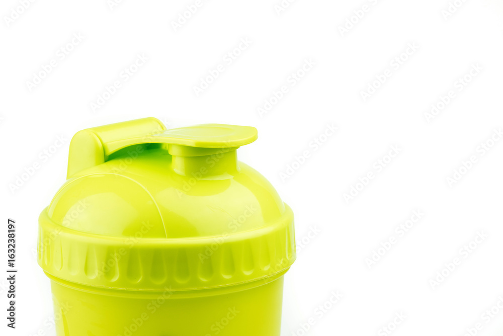 Close-up Protein shaker on white background. Close-up Protein shaker on white background.