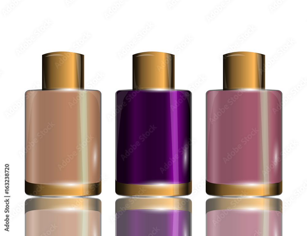 Collagen Premium Serum containers template, glossy bottles isolated on white background. Mock-up 3D Realistic Vector illustration Collagen Premium Serum containers template, glossy bottles isolated on white background. Mock-up 3D Realistic Vector illustration