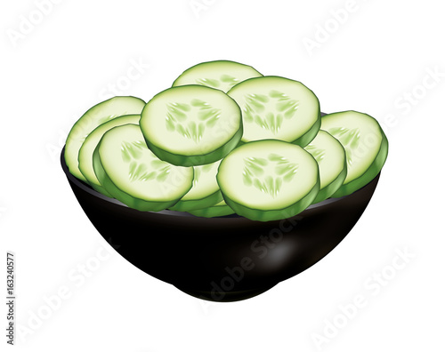 Bowl of slice cucumbers