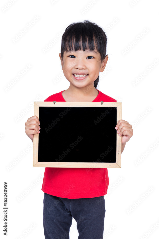 Asian little Chinese girl holding a blackboard Asian little Chinese girl holding a blackboard