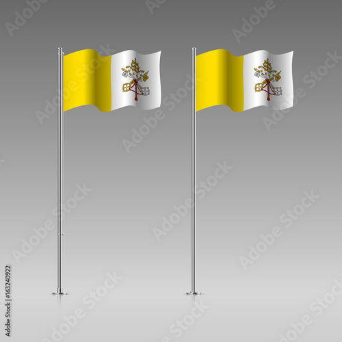 Vatican flag on the flagpole. Official colors and proportion correctly. High detailed vector illustration. 3d and isometry. EPS10
