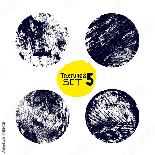 Grunge post stamps collection, circles. Banners, insignias , logos, icons, labels and badges set. Vector distress textures on white background. Blank shapes for your design.