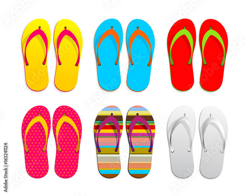 Set of flip flops icon design. Vector illustration graphic. Isolated on white background