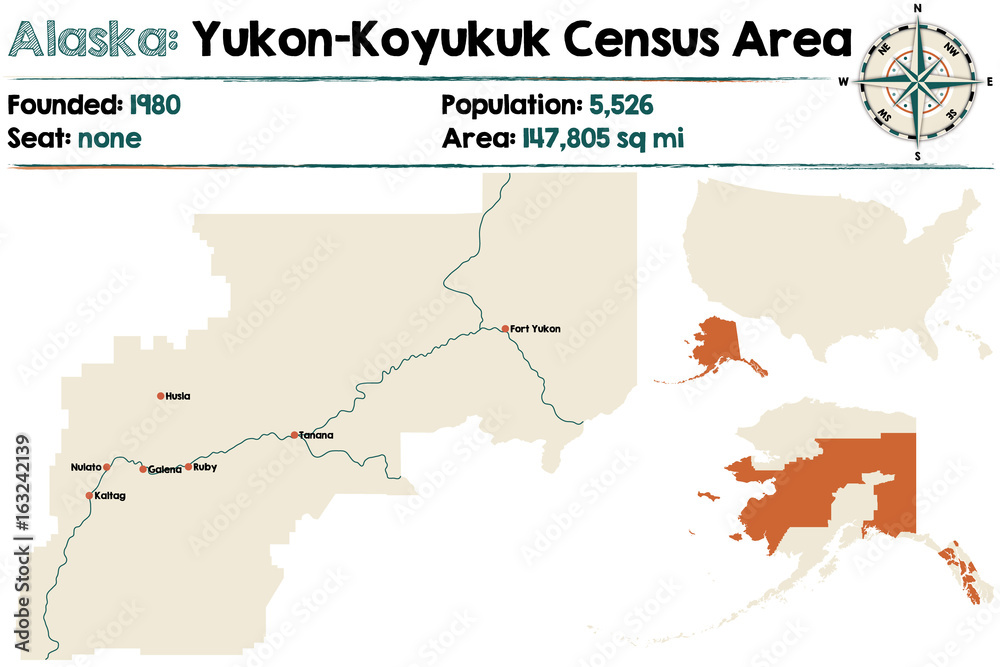 Large and detailed map of Yukon-Koyukuk Census Area in Alaska