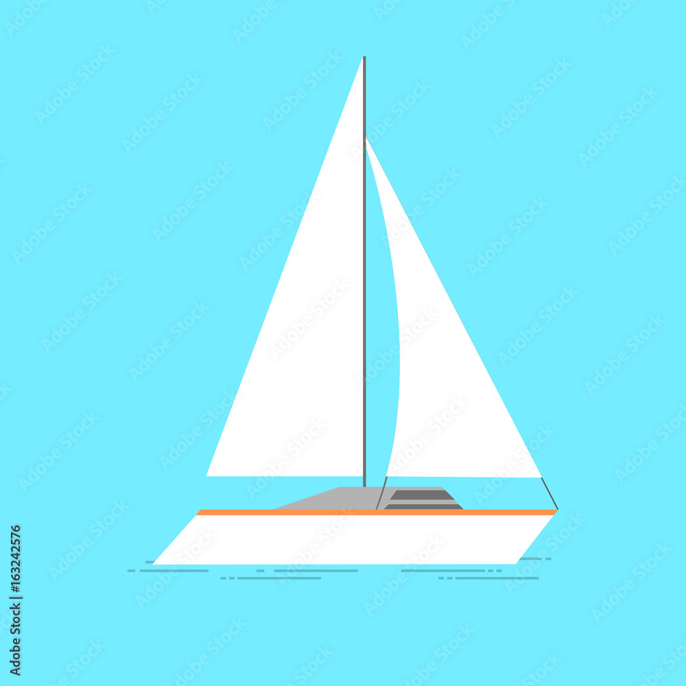 Sailing ship vector illustration isolated on transparent background.