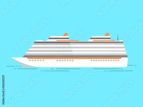 Vector illustration of sea cruise ship isolated on blue