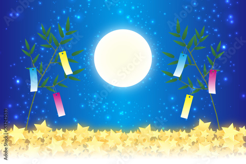 背景素材壁紙,七夕飾り,祭り,伝統,短冊,笹の葉,初夏,星屑,天の川,天の河,