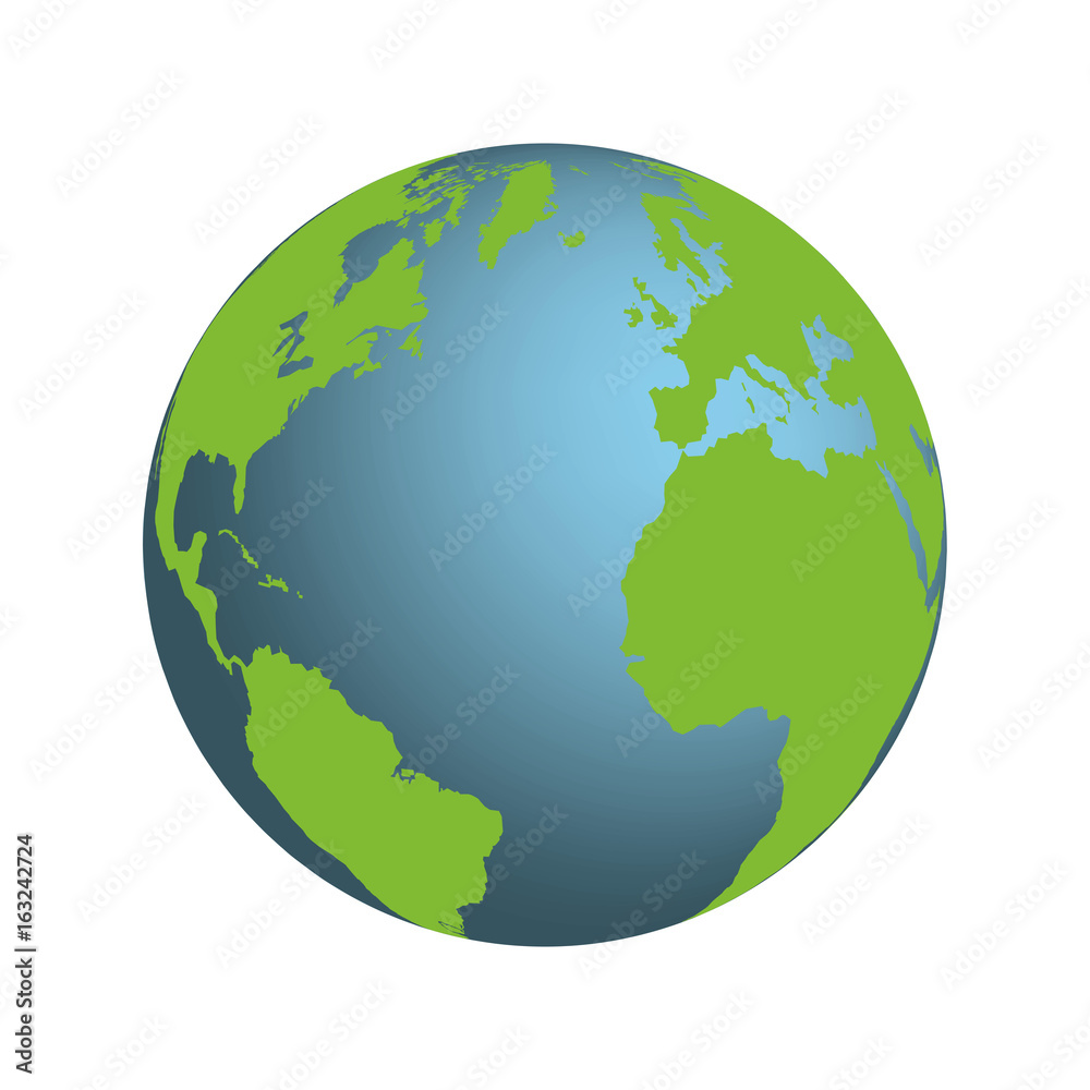 Isolated globe on a transparent background with North and South America,  Europe and Africa at the front in green and blue. Stock Vector | Adobe Stock