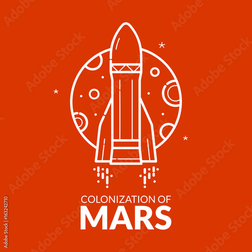 Colonization of Mars vector illustration