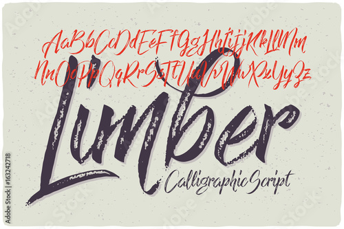 Hand drawn calligraphic font made with dry brush textured effect