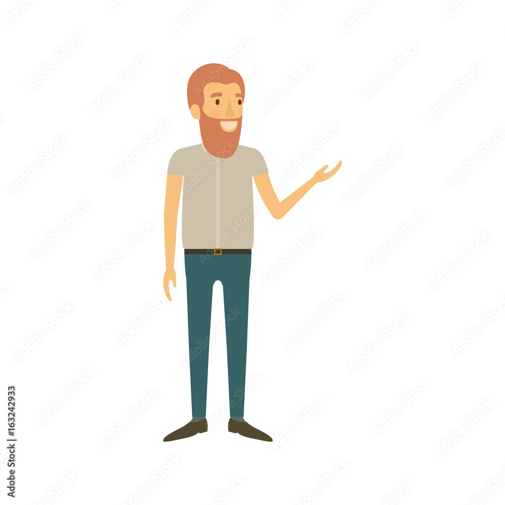colorful silhouette of man with beard and standing in casual clothes vector illustration