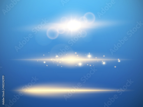 Set of glow light effect stars bursts with sparkles isolated